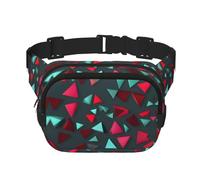 Marsupio quadrato a doppio strato con motivo triangolare con cinghia regolabile per attività all'aperto, nero, taglia unica, Nero , Taglia unica