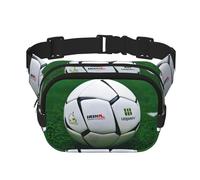 Marsupio quadrato a doppio strato con pallone da calcio bianco mini cintura regolabile in vita borsa esercizio corsa viaggio escursionismo, nero, Taglia unica