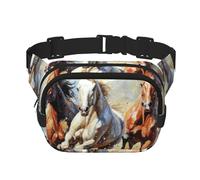 Marsupio quadrato a doppio strato con stampa artistica per cavalli, accessorio da viaggio alla moda, per uomini e donne