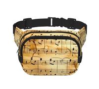 Marsupio quadrato a doppio strato con stampa di note musicali, accessorio da allenamento alla moda, da viaggio per uomini e donne