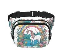 Marsupio quadrato a doppio strato con unicorni by The River per attività all'aperto come sport, viaggi, escursionismo, ciclismo, Nero , Taglia unica