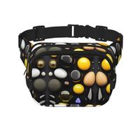 Marsupio quadrato a doppio strato in marmo testurizzato con cinghia regolabile per attività all'aperto, nero, taglia unica, Nero , Taglia unica