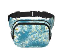 Marsupio quadrato bianco blu con stampa margherita allenamento escursionismo corsa viaggio palestra bella cerniera moda