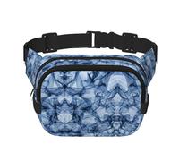 Marsupio quadrato blu scuro con stampa marmorizzata allenamento escursionismo marsupio corsa viaggio palestra bella cerniera moda, Nero , Taglia unica