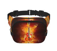 Marsupio quadrato con chitarra rock in stampa bruciante allenamento escursionismo marsupio corsa viaggio palestra bella cerniera moda, Nero , Taglia unica