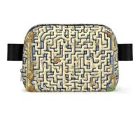 Marsupio quadrato con mappa del tesoro labirinto, unisex, impermeabile, per viaggi e corsa