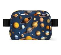 Marsupio quadrato con pianeti del sistema solare, alla moda, per uomini e donne, impermeabile, borsa a tracolla per viaggi e corsa