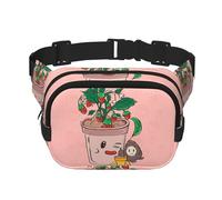 Marsupio quadrato con semi di girasole e fragole a doppio strato con cinghia regolabile per attività all'aperto, nero, taglia unica, Nero , Taglia unica