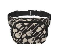 Marsupio quadrato con stampa a forma di chitarra, per allenamento, escursionismo, corsa, viaggi, palestra, con cerniera alla moda