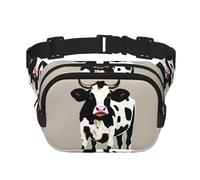 Marsupio quadrato con stampa a pois neri di mucca, per allenamento, escursionismo, corsa, viaggi, palestra, bella cerniera alla moda