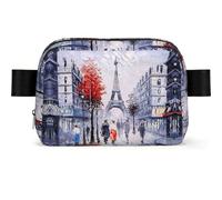 Marsupio quadrato con stampa artistica con albero della città di Parigi, Torre Eiffel, per uomo e donna, regolabile, impermeabile, borsa a tracolla