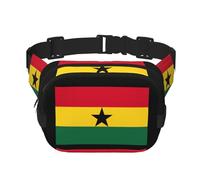 Marsupio quadrato con stampa bandiera del Ghana, per allenamento, escursionismo, corsa, viaggi, palestra, con cerniera alla moda, Nero , Taglia unica