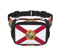 Marsupio quadrato con stampa bandiera della Florida, per allenamento, escursionismo, corsa, viaggi, palestra, con cerniera alla moda, Nero , Taglia unica