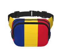 Marsupio quadrato con stampa bandiera della Romania, per allenamento, escursionismo, corsa, viaggi, palestra, con cerniera alla moda