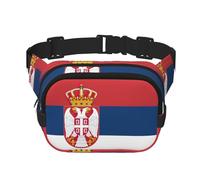 Marsupio quadrato con stampa bandiera della Serbia, per allenamento, escursionismo, corsa, viaggi, palestra, con cerniera alla moda, Nero , Taglia unica