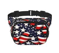 Marsupio quadrato con stampa con bandiera americana stelle strisce allenamento escursionismo marsupio corsa viaggio palestra bella cerniera moda, Nero , Taglia unica