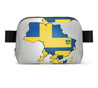 Marsupio quadrato con stampa della bandiera dell'Ucraina Map02, alla moda, multi tasca, borsa a tracolla con tracolla regolabile