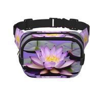 Marsupio quadrato con stampa di fiori di loto viola per allenamento, escursionismo, corsa, viaggi, palestra, graziosa cerniera alla moda
