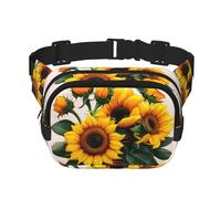 Marsupio quadrato con stampa di girasoli e rose, per allenamento, escursionismo, corsa, viaggi, palestra, graziosa cerniera alla moda