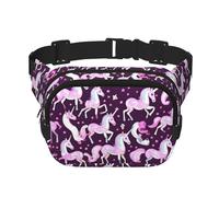 Marsupio quadrato con stampa di unicorni rosa, per allenamento, escursionismo, corsa, viaggi, palestra, graziosa cerniera alla moda