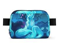 Marsupio quadrato con stampa di volpe blu magica, per uomo e donna, regolabile, impermeabile, borsa a tracolla