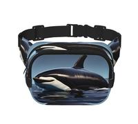 Marsupio quadrato con stampa orca killer whale, allenamento, escursionismo, corsa, viaggi, palestra, bella cerniera alla moda