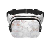 Marsupio quadrato con stampa oro rosa marmo bianco allenamento escursionismo marsupio corsa viaggio palestra bella cerniera moda, Nero , Taglia unica