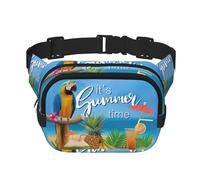 Marsupio quadrato estivo con stampa di pappagallo ananas uccellino allenamento escursionismo marsupio corsa viaggio palestra bella cerniera moda, Nero , Taglia unica