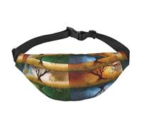 Marsupio quattro stagioni con albero della vita, da uomo e da donna, alla moda, borsa a tracolla con tracolla regolabile, impermeabile, per viaggi, escursionismo, sport, nero, uno, Nero , Taglia unica