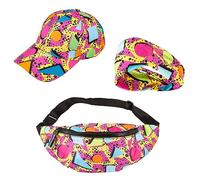 Marsupio regolabile anni '80 e '90, 2 pezzi, per donne e uomini anni '80, stile retrò, casual, da baseball, cappelli alla pescatora, set con visiera, cintura, berretto da baseball anni '90, per feste