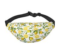 Marsupio regolabile con rami di alberi di limone, fiori e foglie, per uomini e donne, viaggi, escursionismo, ciclismo, corsa, Nero , Taglia unica, Cintura per soldi