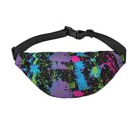 Marsupio regolabile con schizzi di vernice al neon arcobaleno di colori fluo, Nero , Taglia unica, Cintura per soldi