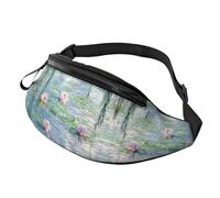 Marsupio regolabile in vita con fiori di loto, borsa a tracolla stampata alla moda con rami di salice verde, unisex, per appassionati di fitness, borsa a mani libere per runningessentials 14 x 35 cm
