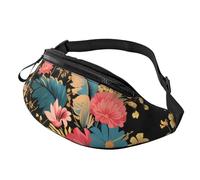 Marsupio regolabile per viaggi, escursionismo, ciclismo, corsa all'aperto, Fiore bianco rosso 4, Taglia unica, Organizer per borse