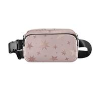 Marsupio resistente all'acqua con cinturino regolabile carino borsa a tracolla marsupio stelle oro rosa elegante texture donne uomini adolescenti per ciclismo, escursionismo, palestra, Stelle Oro Rosa