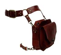 Marsupio retrò Steampunk sulla coscia, borsa da gamba medievale in pelle for motociclisti da donna e cosplay vintage(Bruin)