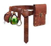 Marsupio rinascimentale, portamonete, gonna, set da escursione, costume medievale, accessori per Halloween, marsupio casual, Sacchetto & Bottiglia-Marrone, 7" x 4.5" x 1", Marsupio Renaissance