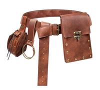 Marsupio rinascimentale, portamonete, gonna, set da escursione, costume medievale, accessori per Halloween, marsupio casual, 2 sacchetti-marrone, 7"W x 4.5"H x 1"D, Marsupio Renaissance