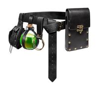 Marsupio rinascimentale, portamonete, gonna, set da escursione, costume medievale, accessori per Halloween, marsupio casual, Sacchetto e bottiglia-nero, 6.5''H x 4.1''L x 1.2''W, Marsupio Renaissance
