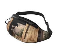 Marsupio romantico con coppia di cani, per donne e uomini, alla moda, regolabile, per allenamento, corsa, viaggi, stile casual, Retro Cowboy Western Country Farm, Taglia unica