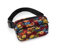 Marsupio romantico con fiori per donne e uomini, impermeabile, con cintura regolabile, borsa a tracolla casual, da viaggio, per sport, corsa, ciclismo, bianco, 20 x 13 cm, marsupio, Bianco, 20x13cm,