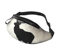 Marsupio rosa con carlino pizza, per donne e uomini, alla moda, regolabile, per allenamento, corsa, viaggi, stile casual, Sagoma di cervo della fauna selvatica, Taglia unica