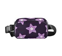 Marsupio rosa con paillettes finte stelle, alla moda, per uomo e donna, resistente all'acqua, borsa a tracolla con tracolla regolabile, per viaggi, shopping, corsa, Stelle finte paillettes rosa, 1