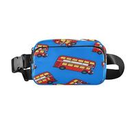 Marsupio rosso a due piani con autobus alla moda, per donne, uomini, adolescenti, resistente all'acqua, borsa sportiva con tracolla regolabile per allenamento e corsa