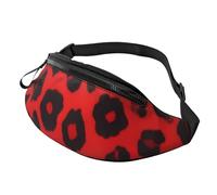 Marsupio rosso con motivo leopardato, grande marsupio alla moda per donne e uomini, tasche sicure con cerniera regolabile, per viaggi, feste, sport, corsa, escursionismo, uso quotidiano, 3D, Taglia