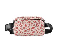 Marsupio rosso con trattori a ruote, carino, unisex, alla moda, per viaggi, vacanze, corsa, Labbra Bacio Cuore Pattern Love, 1 Size