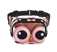 Marsupio rosso e viola per uomo e donna, doppio marsupio regolabile per viaggi, sport e uso quotidiano, Simpatico gufo., Taglia unica