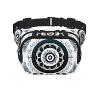 Marsupio rotondo bianco e nero a doppio strato, unisex, per corsa, viaggi, escursionismo, fitness, nero, taglia unica, Nero, One Size