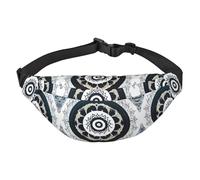 Marsupio rotondo nero e bianco, grande, alla moda, da viaggio, casual, adatto per sport, corsa, ciclismo, viaggi, pesca