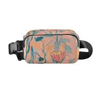 Marsupio rustico con fiori e foglie alla moda, per uomo e donna, impermeabile, con cinghia regolabile, per allenamento, corsa, escursionismo, Fiori Rustici Foglie, 1 size